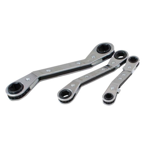 Jeu de cl&eacute;s &agrave; cliquet d&eacute;cal&eacute;e, Cl&eacute; polygonale, 3 morceaux, M&eacute;trique Waymarc Industries Inc