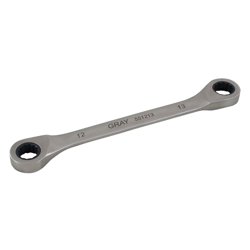 Double Box End Gear Ratcheting Wrench, 12 Point, 12 mm x 13 mm, Plain Finish Waymarc Industries Inc