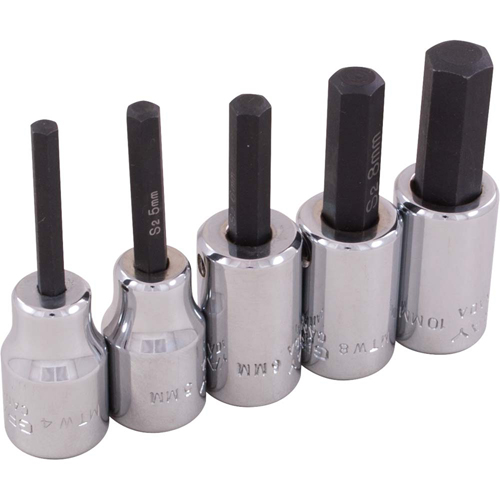 Hex Head Socket Set, Hex, 3/8" Drive, 5 Pcs Waymarc Industries Inc
