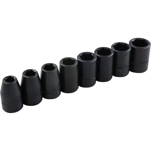 Socket Set, 8 Pcs, Impact, 3/8" Drive Size, Deep Waymarc Industries Inc