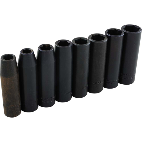 Socket Set, 8 Pcs, Impact, 3/8" Drive Size, Deep Waymarc Industries Inc