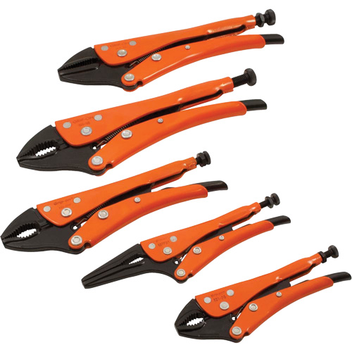 Straight Curved & Long Nose Locking Pliers Set, 5 Pieces Waymarc Industries Inc