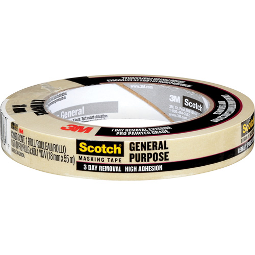 Scotch&reg; Contractor Grade Masking Tape 2020, 18 mm (3/4") x 55 m (180'), Beige Waymarc Industries Inc