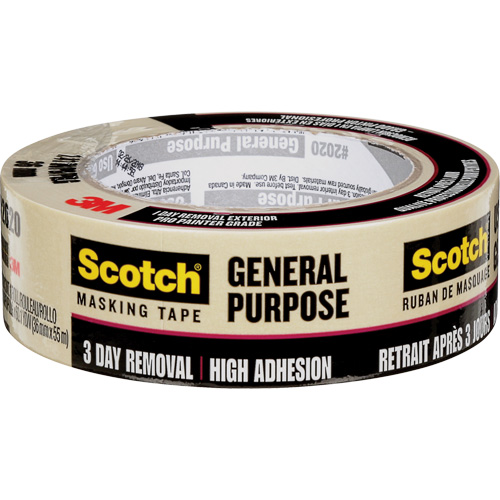 Scotch&reg; Contractor Grade Masking Tape 2020, 36 mm (1-1/2") x 55 m (180'), Beige Waymarc Industries Inc