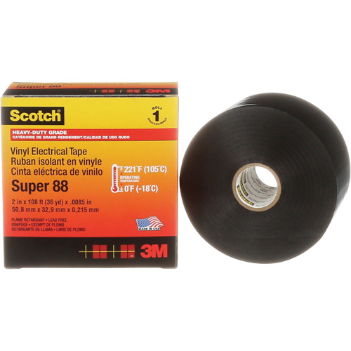 Scotch&reg; Super 88 Professional Electrical Tape, 51 mm (2") x 33 m (108'), Black, 8.5 mils Waymarc Industries Inc