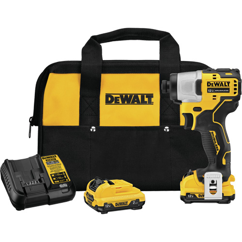 Ensemble de tournevis &agrave; percussion avec moteur sans balai Xtreme, 1/4", 1450 lb-po Couple max., 12 V, Lithium-ion Waymarc Industries Inc