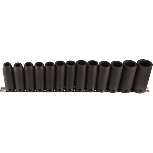 Long Socket Set, 13 Pcs, Impact, 1/2" Drive Size, Deep Waymarc Industries Inc