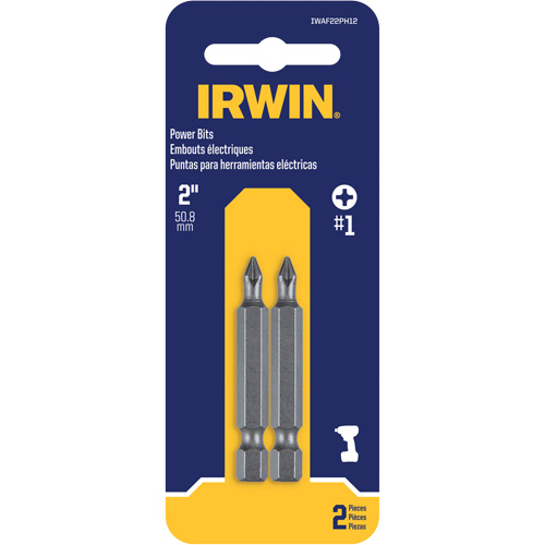 Power Bits, Phillips, #1 Tip, 1/4" Drive Size, 1-15/16" Length Waymarc Industries Inc