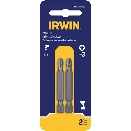 Power Bits, Phillips, #3 Tip, 1/4" Drive Size, 2" Length Waymarc Industries Inc