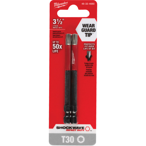 Embout de tournevis Shockwave Impact Duty, Torx, Embout T-30, Prise 1/4", Longueur 3-1/2" Waymarc Industries Inc