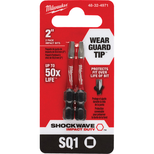 Embout de tournevis Shockwave Impact Duty, Carr&eacute;e, #1, Prise 1/4" Waymarc Industries Inc