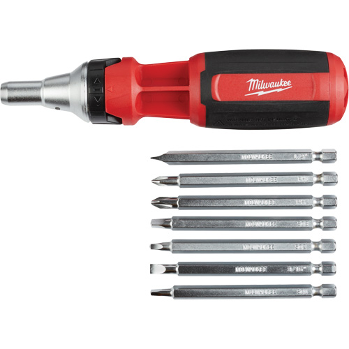 Tournevis &agrave; rochet 9 en 1 avec embouts multiples &agrave; carr&eacute; conducteur, 9-1/10" lo, Prise Coussin&eacute;e Waymarc Industries Inc