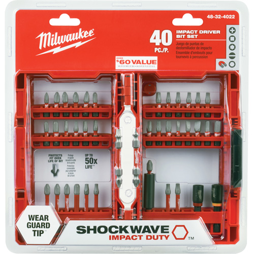 Jeu de 40 embouts de visseuse &agrave; percussion Shockwave Impact-Duty Waymarc Industries Inc