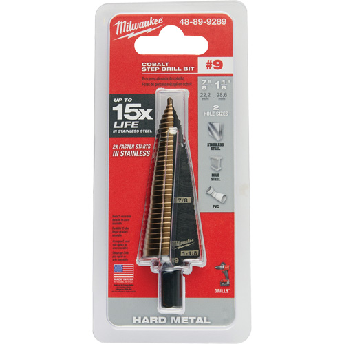 Foret &eacute;tag&eacute;, 7/8"/#9 - #9/1-1/8", Incr&eacute;ments de 1/32", Acier rapide au cobalt Waymarc Industries Inc