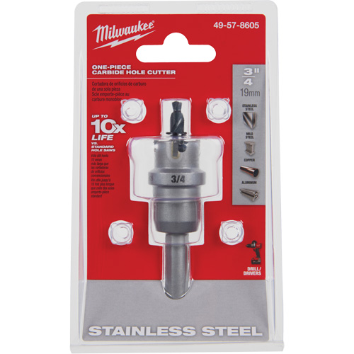 One-Piece Carbide Hole Cutters, 3/4", 3/16" Depth of Cut Waymarc Industries Inc