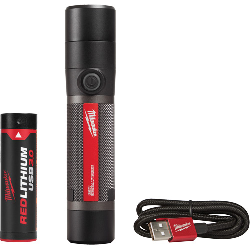 USB Compatible Compact Flashlight, LED, 800 Lumens, Rechargeable Batteries Waymarc Industries Inc