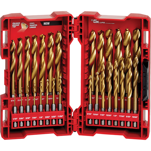 Jeu de forets Shockwave Red Helix, 29 morceaux, Titane Waymarc Industries Inc