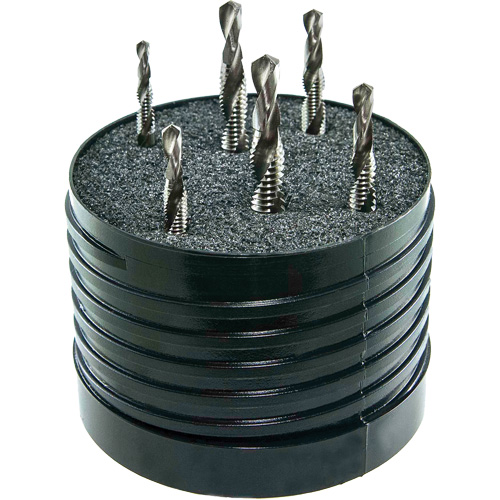 Jeu de tarauds & forets combin&eacute;s DRILLCO, 6 morceaux, Acier rapide Waymarc Industries Inc