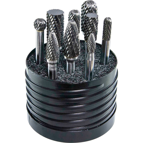DRILLCO Magnum SET 1 Solid Carbide Single Cut Burr Set, 8 Pieces Waymarc Industries Inc