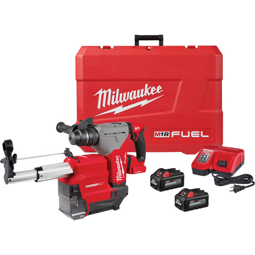 M18 Fuel SDS Plus Rotary Hammer with Hammervac Dust Extractor Kit, 18 V, 1-1/8" - 3", 800 RPM Waymarc Industries Inc