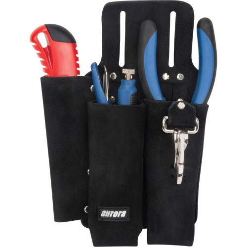 Porte-outils pour monteur de ligne, Porte-outil multiple, Cuir, 3 Poches Waymarc Industries Inc