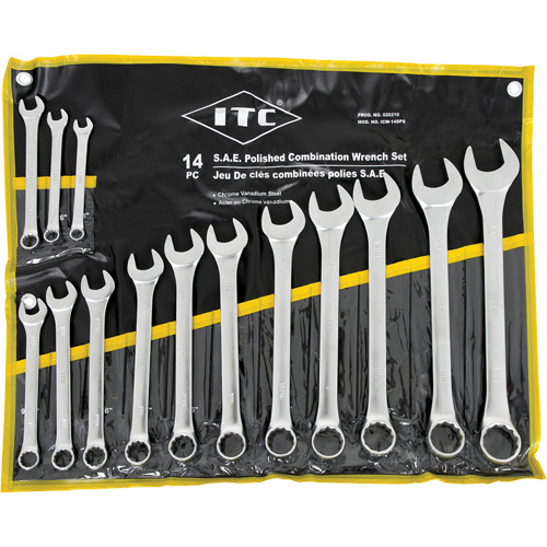ICW-14PS Polished Wrench Set, Combination, 14 Pieces, Imperial Waymarc Industries Inc