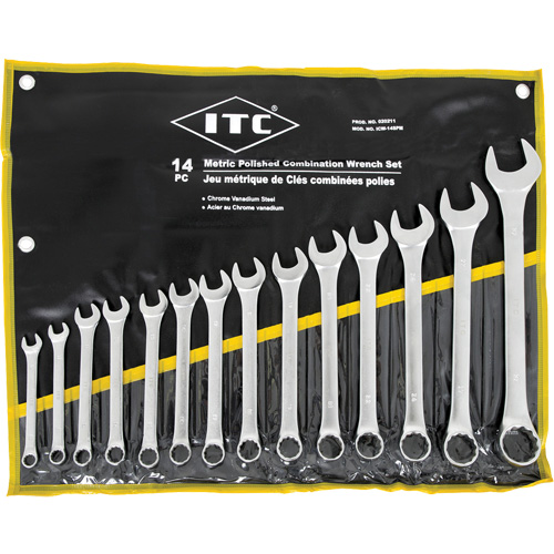 ICW-14PM Polished Wrench Set, Combination, 14 Pieces, Metric Waymarc Industries Inc