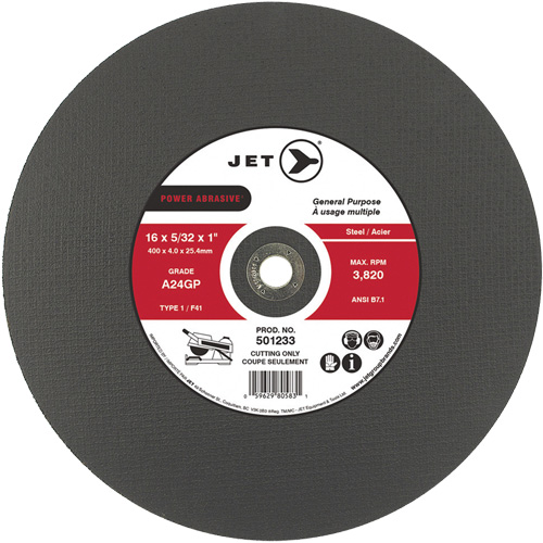 A24GP Power Abrasive Cut-Off Wheel, 20" x 5/32", 1" Arbor, Type 1, 3000 RPM Waymarc Industries Inc