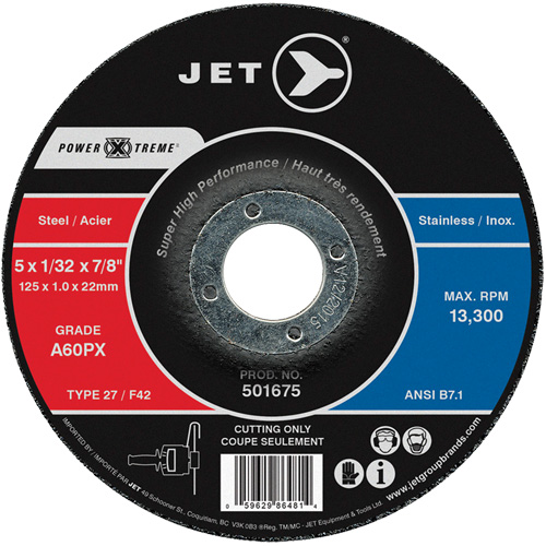 A60PX Power-Xtreme Cut-Off Wheel, 4-1/2" x 3/64", 7/8" Arbor, Type 27, 13300 RPM Waymarc Industries Inc