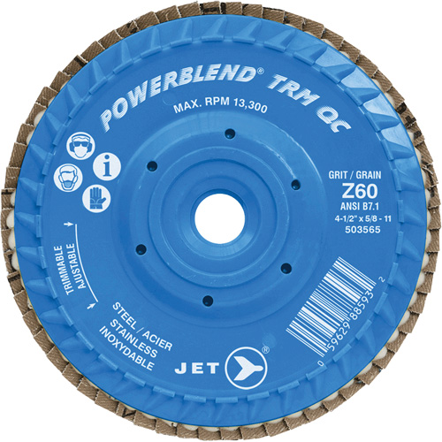 PowerBlend TRM QC Trimmable Flap Disc, 5" x 5/8"-11, Type 27, Z60 Grit, Zirconia Alumina Waymarc Industries Inc