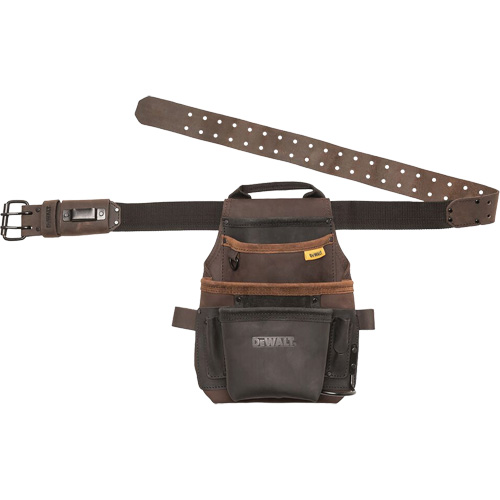 Tool Pouch & Belt, Multiple Tool Holder, Leather, 12 Pockets Waymarc Industries Inc