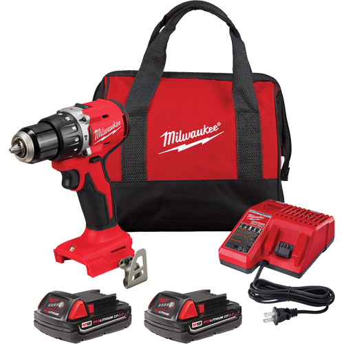M18 Compact Brushless Hammer Drill/Driver Kit, Lithium-Ion, 18 V, 1/2" Chuck, 550 in-lbs Torque Waymarc Industries Inc
