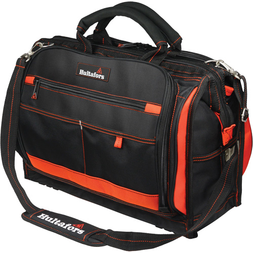18" Multi-Compartment Tool Carrier, Ballistic Polyester, 50 Pockets, Black/Red Waymarc Industries Inc