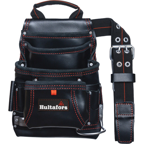 Carpenter's Nail & Tool Bag, Leather, 11 Pockets, Black Waymarc Industries Inc