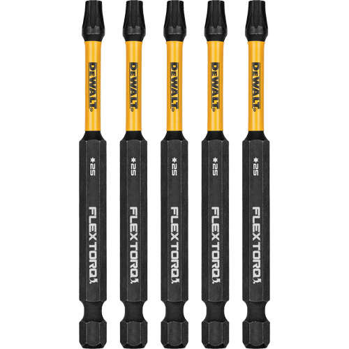 5-Piece FLEXTORQ&reg; Impact Screwdriving Bits, Torx, T-25, 1/4" Drive Waymarc Industries Inc