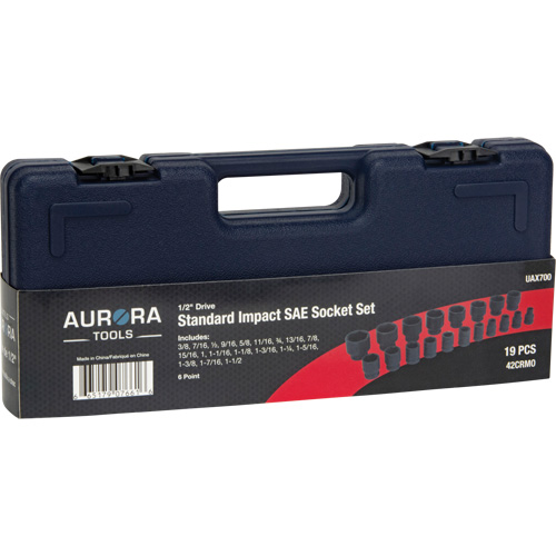 SAE Socket Set, 19 Pcs, Impact, 1/2" Drive Size Waymarc Industries Inc