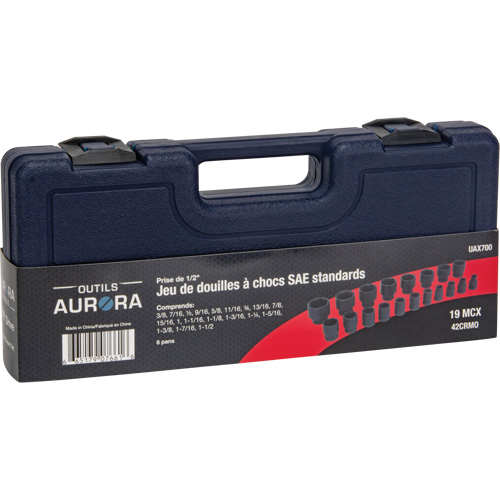 SAE Socket Set, 19 Pcs, Impact, 1/2" Drive Size Waymarc Industries Inc
