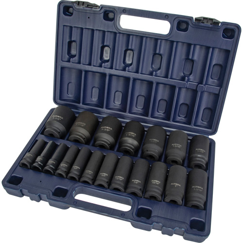 SAE Socket Set, 19 Pcs, Impact, 1/2" Drive Size, Deep Waymarc Industries Inc