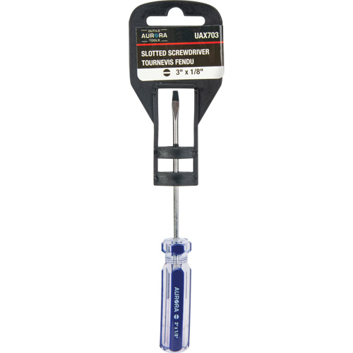 Tournevis &agrave; fente bleu transparent avec bandes , Tige de 1/8", Ronde, Prise en Plastique Waymarc Industries Inc