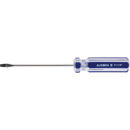 Tournevis &agrave; fente bleu transparent avec bandes , Tige de 1/8", Ronde, Prise en Plastique Waymarc Industries Inc
