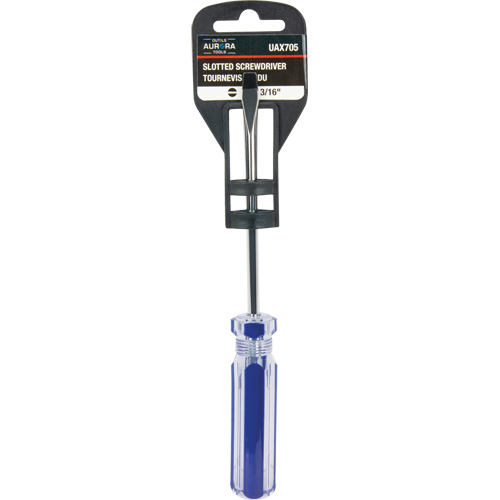 Blue Transparent Striped Slotted Screwdriver, 3/16" Tip, Round, Plastic Handle Waymarc Industries Inc