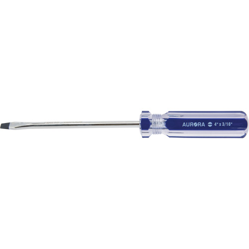 Blue Transparent Striped Slotted Screwdriver, 3/16" Tip, Round, Plastic Handle Waymarc Industries Inc