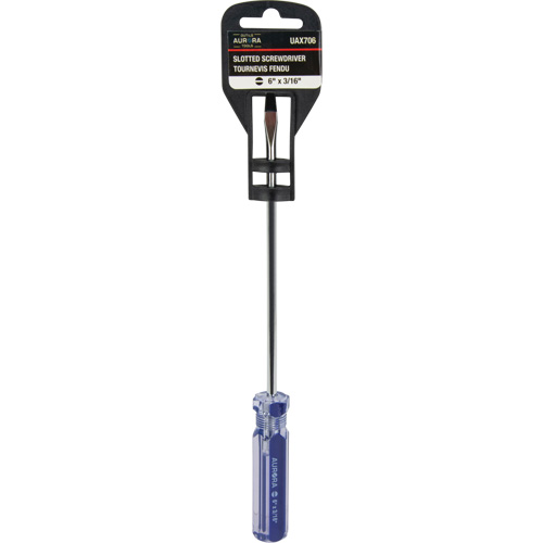 Blue Transparent Striped Slotted Screwdriver, 3/16" Tip, Round, Plastic Handle Waymarc Industries Inc