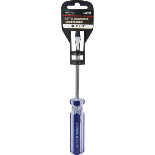 Blue Transparent Striped Slotted Screwdriver, 1/4" Tip, Round, Plastic Handle Waymarc Industries Inc