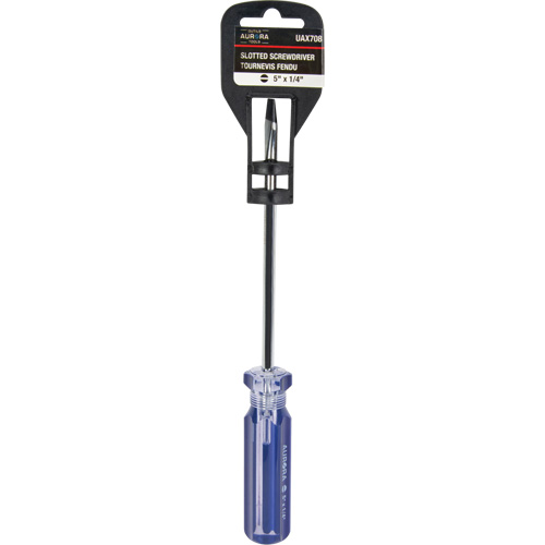 Blue Transparent Striped Slotted Screwdriver, 1/4" Tip, Round, Plastic Handle Waymarc Industries Inc