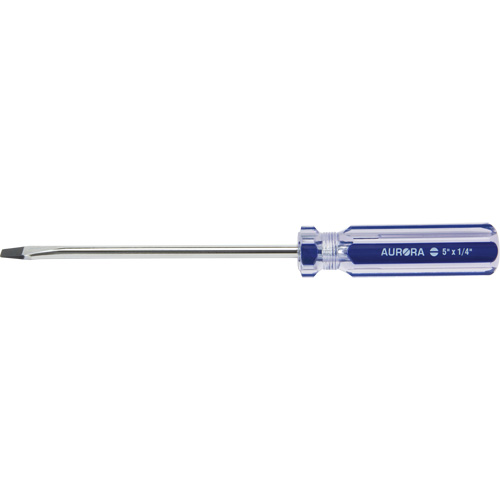 Blue Transparent Striped Slotted Screwdriver, 1/4" Tip, Round, Plastic Handle Waymarc Industries Inc