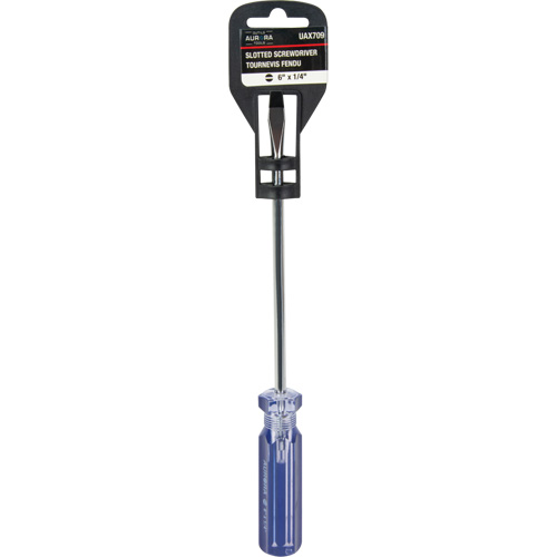 Tournevis &agrave; fente bleu transparent avec bandes, Tige de 1/4", Ronde, Prise en Plastique Waymarc Industries Inc