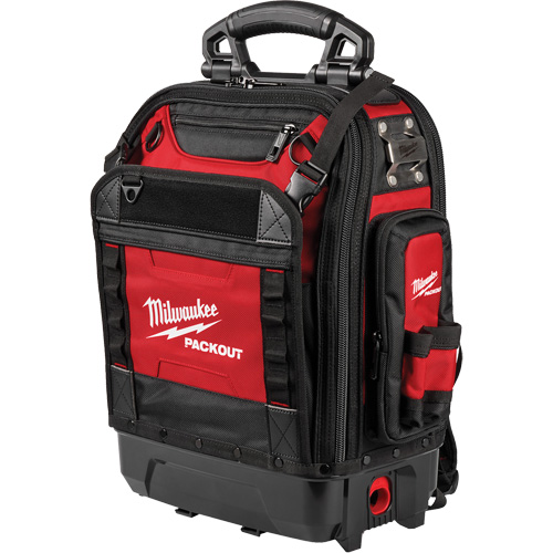 PackOut Structured Backpack, 9-1/2" L x 18" W, Black/Red, Polyester Waymarc Industries Inc
