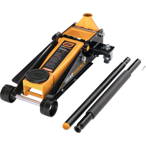 Heavy-Duty Floor Jack, 3 Ton(s) Capacity, 5-1/4" Lowered, 18-1/4" Raised, Manual Hydraulic Waymarc Industries Inc