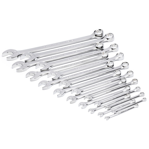 12-Point Long Pattern Combination SAE Wrench Set in Foam Storage Tray, Open-Ended, 19 Pieces, Imperial Waymarc Industries Inc